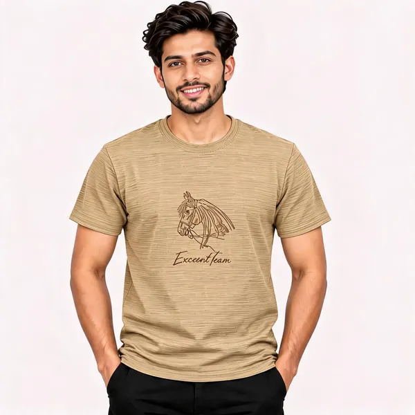 Beige_Jacquard_Regular_Fit_Graphic_T-Shirt_For_Men