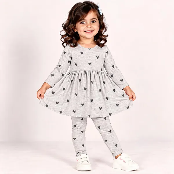 Grey_Poly_Cotton_Heart_Print_Full_Sleeve_Dress_And_Leggings_Set_For_Girls