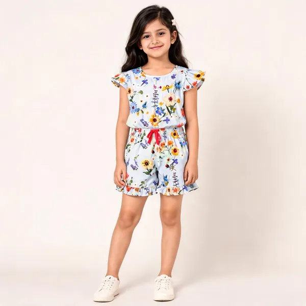 White_Poly_Cotton_Flutter_Sleeve_Floral_Print_Romper_For_Girls