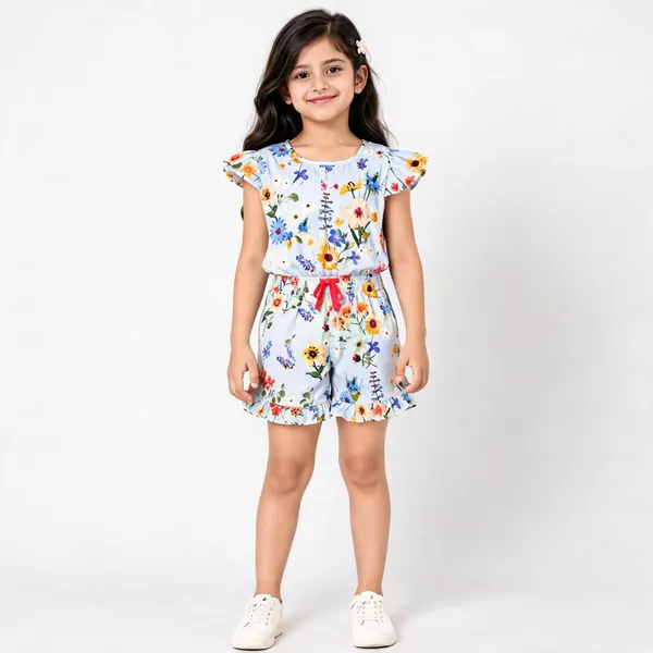 White_Poly_Cotton_Flutter_Sleeve_Floral_Print_Romper_For_Girls