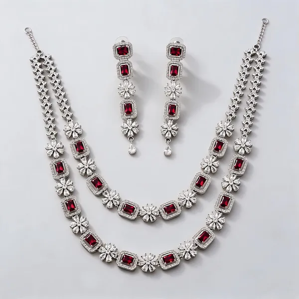 Silver_Red_Stone_Layered_Brass_Necklace_Set_For_Women