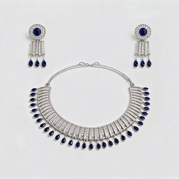 Blue_Brass_Silver_Tone_Stone_Necklace_Set_For_Women