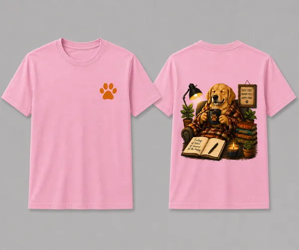 Cozy_Pup_Coffee_Tee_Unisex_T_Shirt_Pink