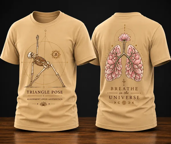 Triangle_Pose_Unisex_T_Shirts_Bronze