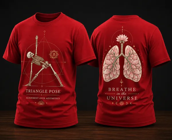 Triangle_Pose_Unisex_T_Shirts_Red