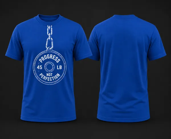 Progress_Not_Perfection_Chain_Unisex_T_Shirt_Blue