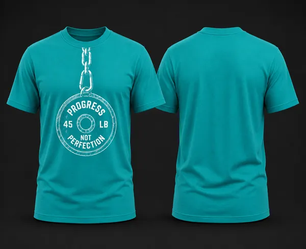 Progress_Not_Perfection_Chain_Unisex_T_Shirt_Aqua