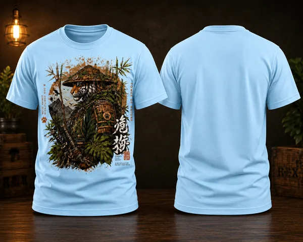 Samurai_Tiger_Warrior_Unisex_T_Shirt_Sky_Blue