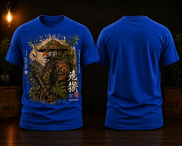 Samurai_Tiger_Warrior_Unisex_T_Shirt_Blue
