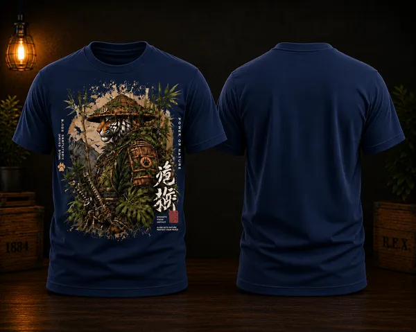 Samurai_Tiger_Warrior_Unisex_T_Shirt_Navy