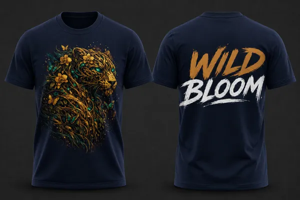 Wild_Bloom_Unisex_Tshirt_Navy