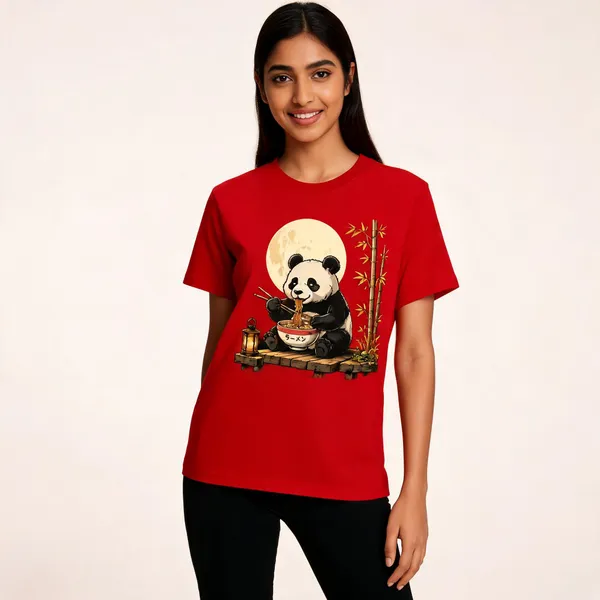 Ramen_Panda_Graphic_Unisex_T_Shirt_Red