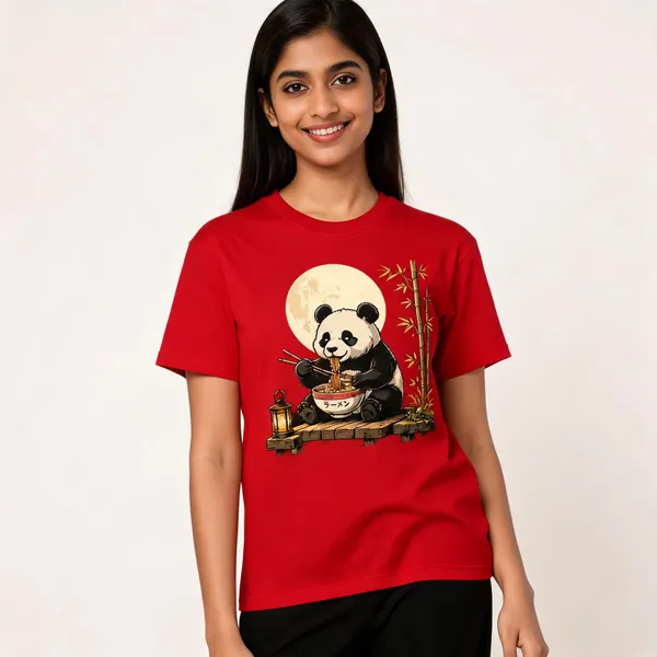 Ramen_Panda_Graphic_Unisex_T_Shirt_Red