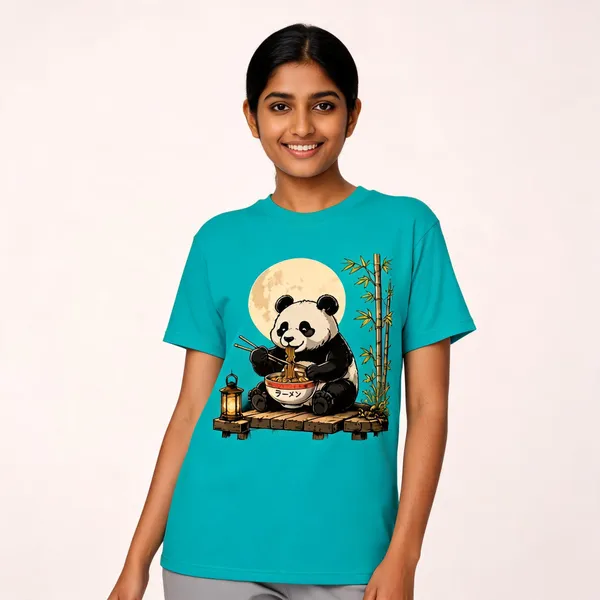 Ramen_Panda_Graphic_Unisex_T_Shirt_Aqua