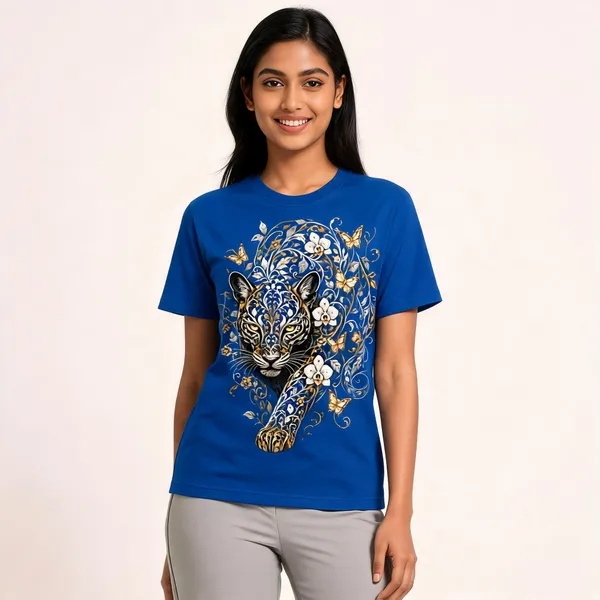 Mandala_Leopard_Unisex_T_Shirt_Blue