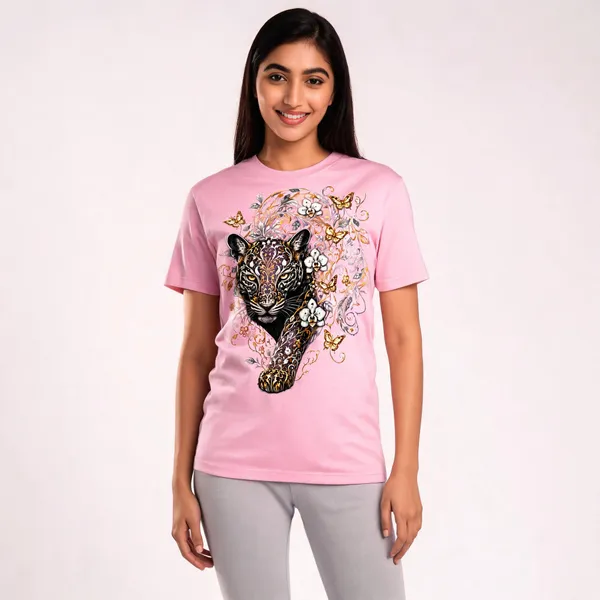 Mandala_Leopard_Unisex_T_Shirt_Pink