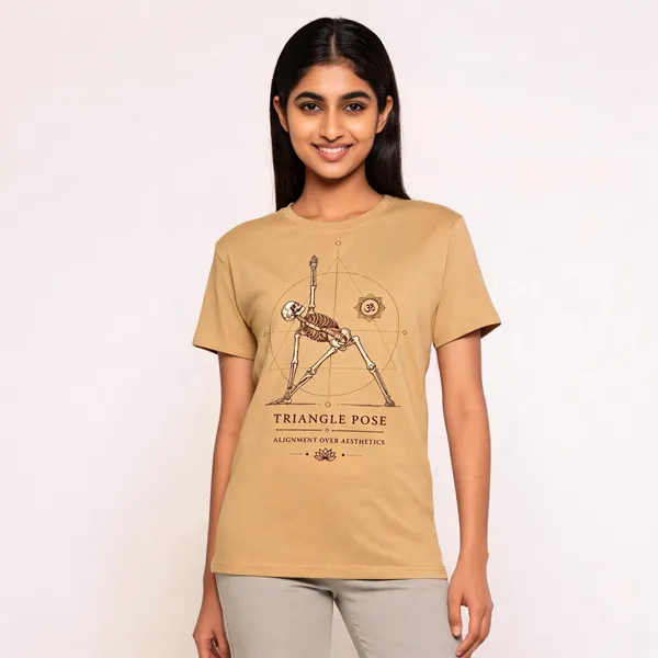 Triangle_Pose_Unisex_T_Shirts_Bronze