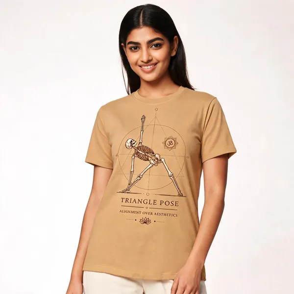 Triangle_Pose_Unisex_T_Shirts_Bronze