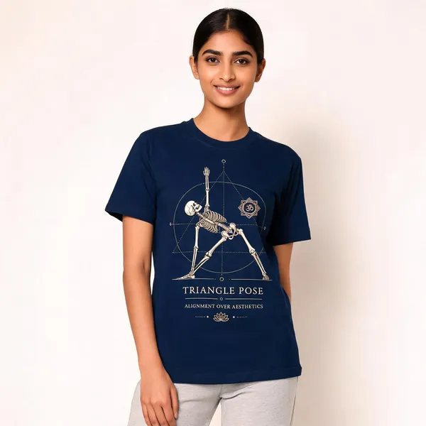 Triangle_Pose_Unisex_T_Shirts_Navy