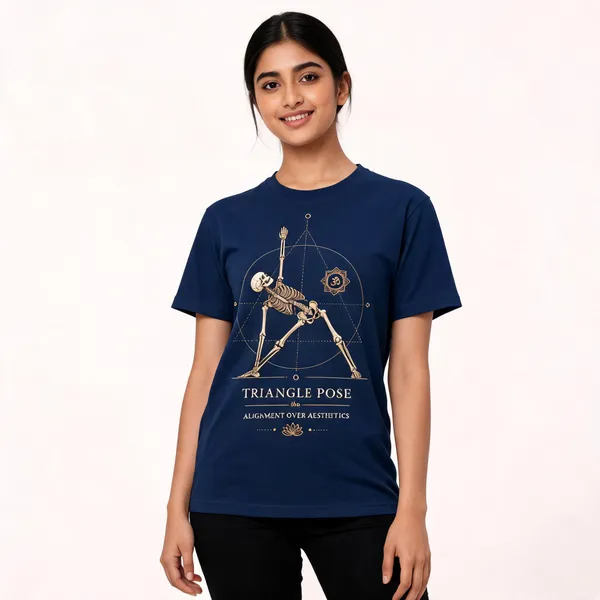 Triangle_Pose_Unisex_T_Shirts_Navy
