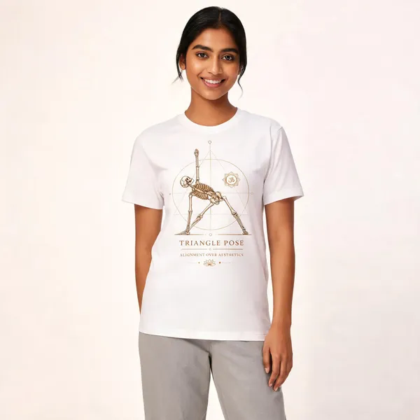 Triangle_Pose_Unisex_T_Shirts_White
