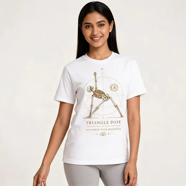 Triangle_Pose_Unisex_T_Shirts_White