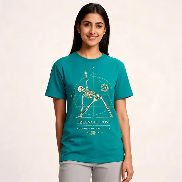 Triangle_Pose_Unisex_T_Shirts_Aqua