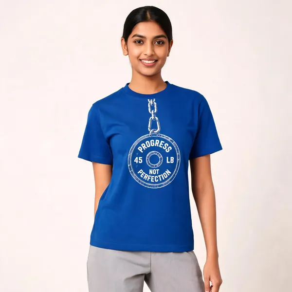 Progress_Not_Perfection_Chain_Unisex_T_Shirt_Blue