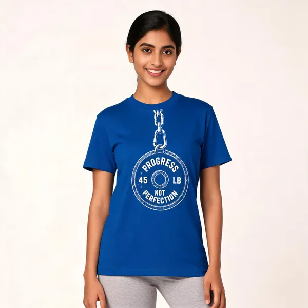 Progress_Not_Perfection_Chain_Unisex_T_Shirt_Blue