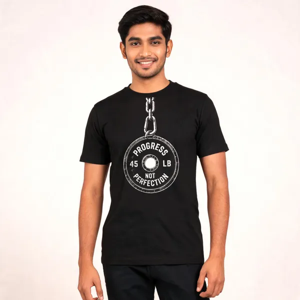 Progress_Not_Perfection_Chain_Unisex_T_Shirt_Black