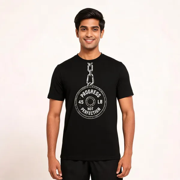 Progress_Not_Perfection_Chain_Unisex_T_Shirt_Black