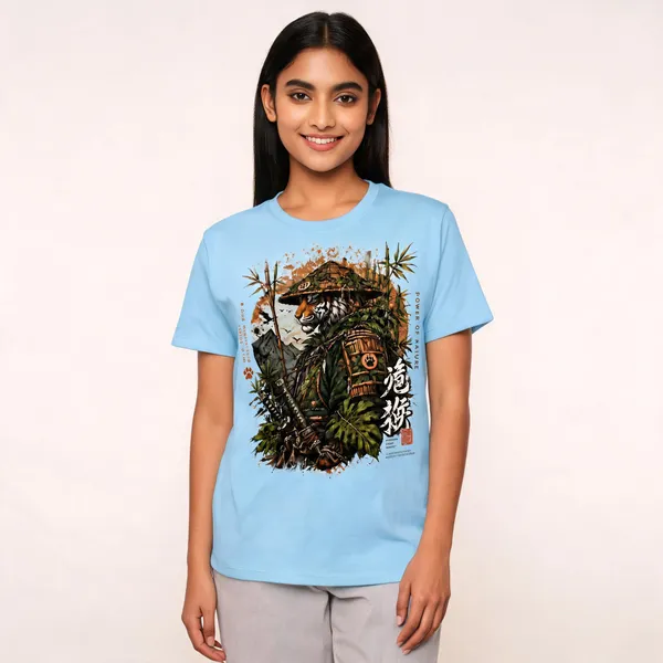 Samurai_Tiger_Warrior_Unisex_T_Shirt_Sky_Blue