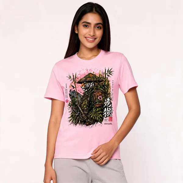 Samurai_Tiger_Warrior_Unisex_T_Shirt_Pink