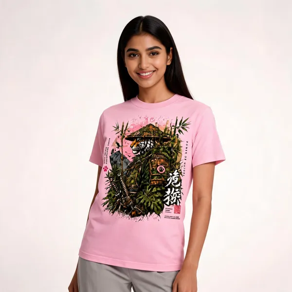 Samurai_Tiger_Warrior_Unisex_T_Shirt_Pink