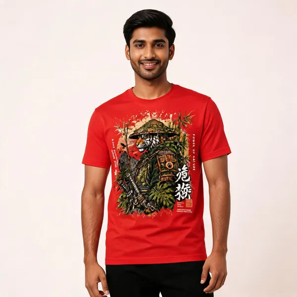 Samurai_Tiger_Warrior_Unisex_T_Shirt_Red