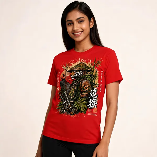 Samurai_Tiger_Warrior_Unisex_T_Shirt_Red