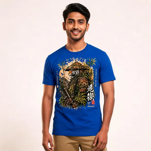 Samurai_Tiger_Warrior_Unisex_T_Shirt_Blue