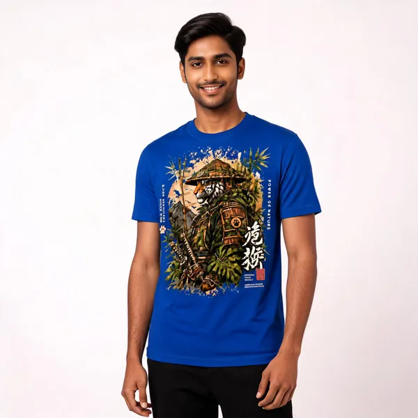 Samurai_Tiger_Warrior_Unisex_T_Shirt_Blue