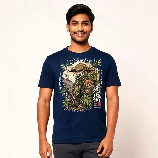 Samurai_Tiger_Warrior_Unisex_T_Shirt_Navy