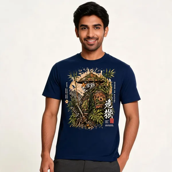 Samurai_Tiger_Warrior_Unisex_T_Shirt_Navy