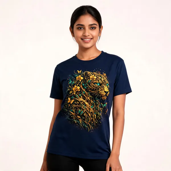 Wild_Bloom_Unisex_Tshirt_Navy