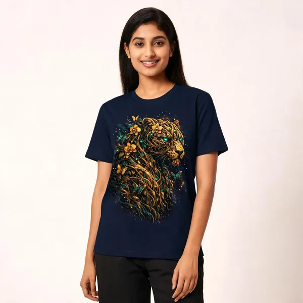 Wild_Bloom_Unisex_Tshirt_Navy