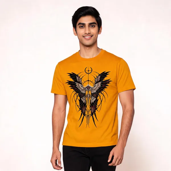 Celestial_Wings_Unisex_T_Shirt_Mustard_Yellow
