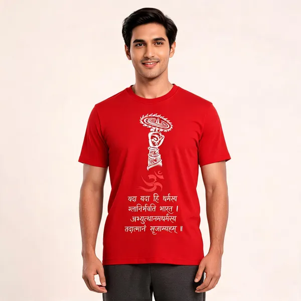Dharma_Rakshana_Unisex_T_Shirt_Red