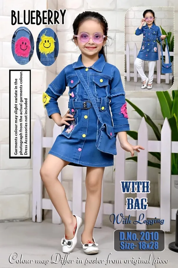 Blue_Denim_Embellished_Dress_With_Leggings_For_Girls