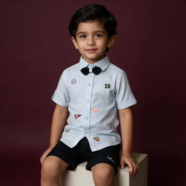 Blue_Short_Sleeve_Shirt_And_Shorts_Set_For_Boys