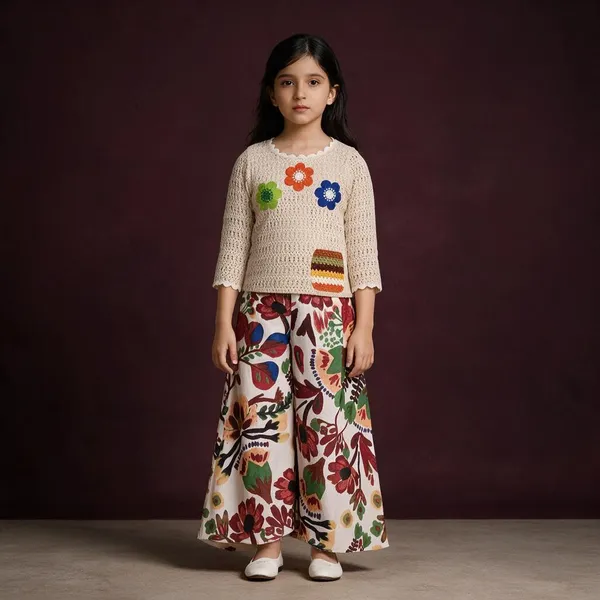Cream_Crochet_Floral_Palazzo_Set_For_Girls