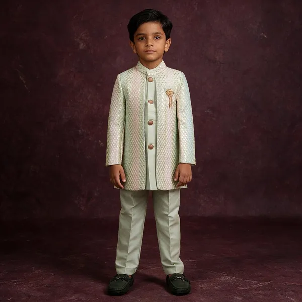 Green_Embroidered_Sherwani_Set_For_Boys