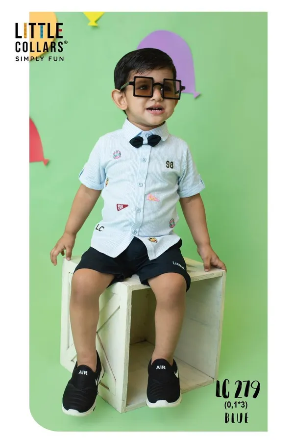 Blue_Short_Sleeve_Shirt_And_Shorts_Set_for_Boys