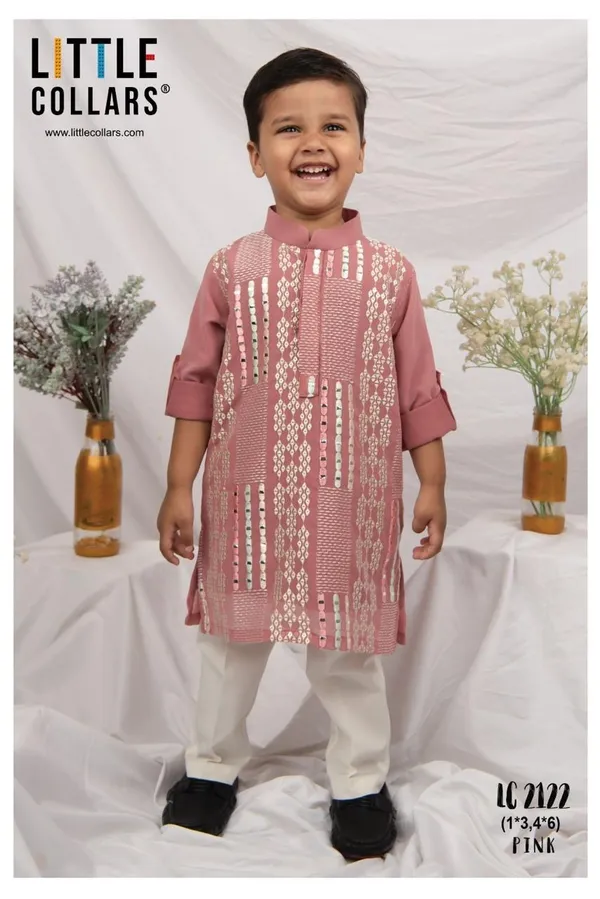 Pink_Printed_Kurta_Set_For_Boys